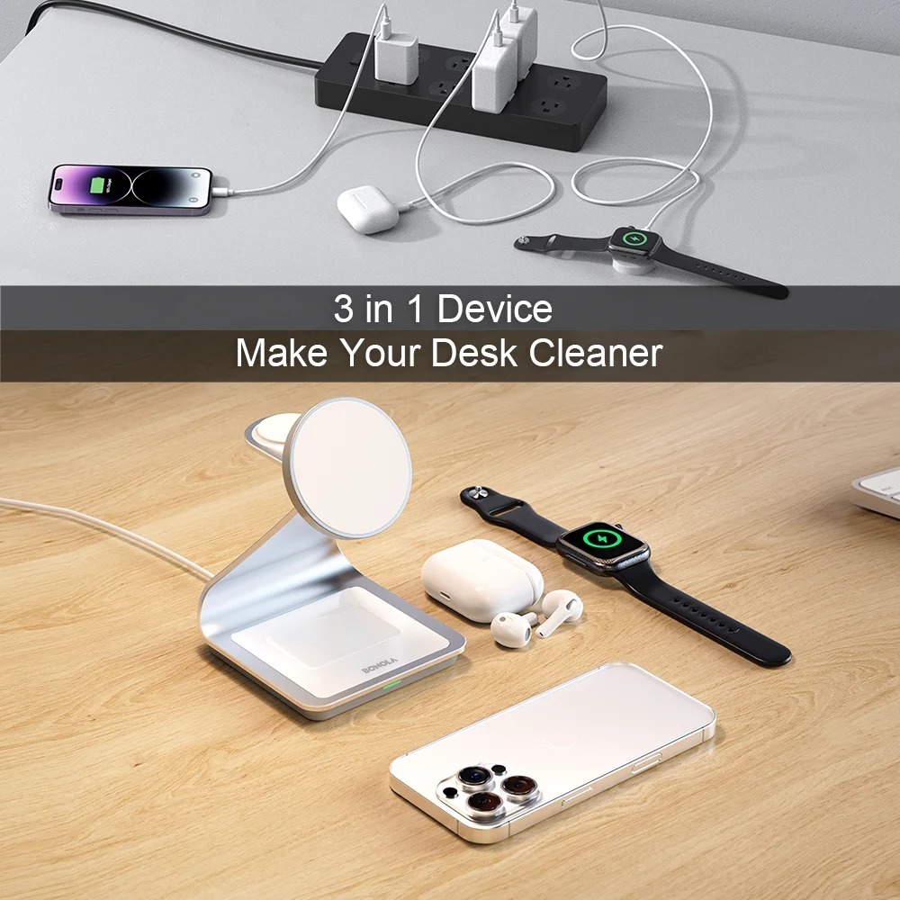 3-in-1 Apple Charging Stand – Magnetic Wireless Charger (30W, iPhone 16/15/14 Compatible) - Image 5